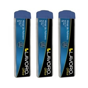 Pack 3 Tubos Mina Hb Polímero 0.5, 0.7 O 0.9Mm 12 Unid. Lavoro Gris Oscuro