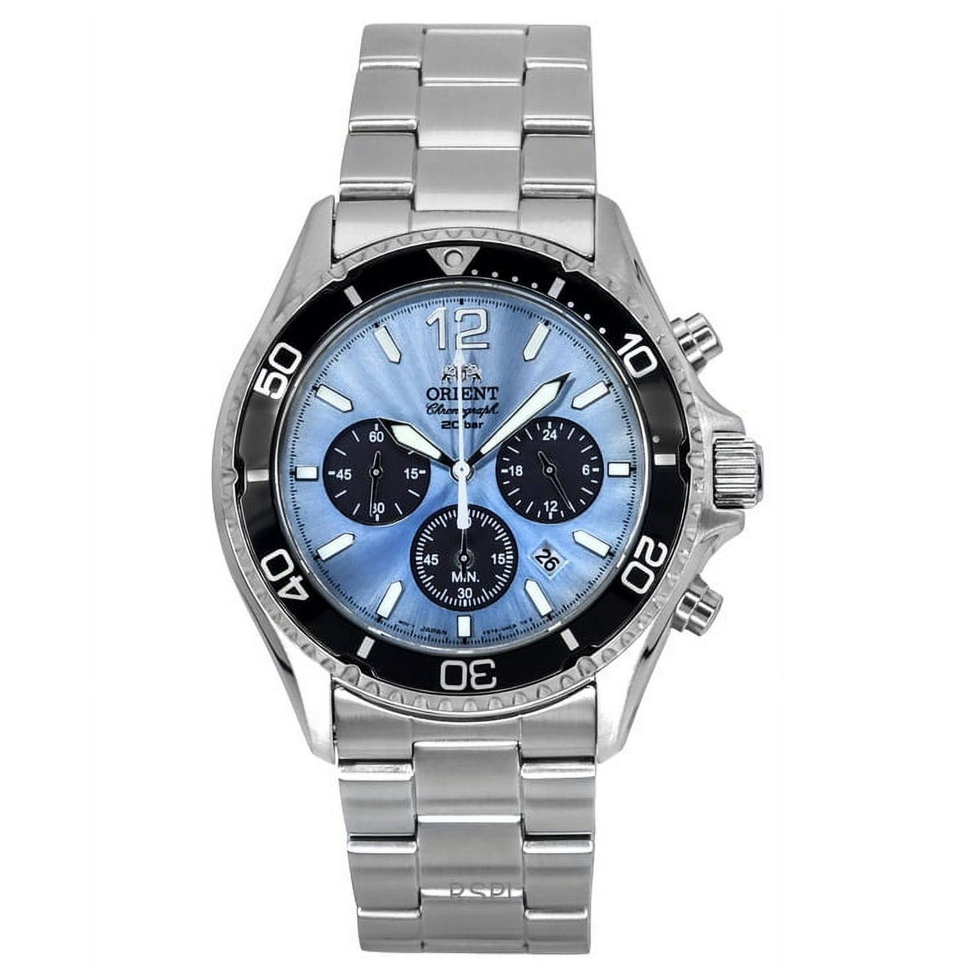 Reloj Orient Sports Cronógrafo Automático De Buceo Esfera Azul Cielo Acero Inoxidable Ra-tx0206l 200m Para Hombre
