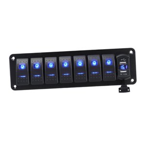 Ioensy - Panel De Interruptor De Balancín 4.2A Voltímetro De Cargador Usb Doble Para Vehículos Marine 8 Pandilla
