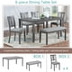 thumbnail image 2 of 6 Piece Kitchen Dining Set, Rectangular Wooden Dining Table with 4 Upholstered Chairs and a Bench, Dining Table Set for 6 People, Living Room, Home Bar and Kitchen, Gray, 2 of 3