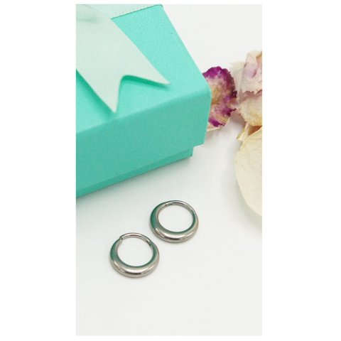 Elbauldejuma - Argollas Chicas Clicker 16G Chunky Titanio Astm F136 Plateadas