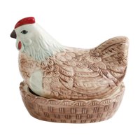 Magideal - Cesta De Almacenamiento De Huevos Con Diseño De Pollo, Cesta De Recolección De Huevos, Cesta Decorativa, Organizador, Recipiente Rústico Para Huevos P Cerámica Marrón