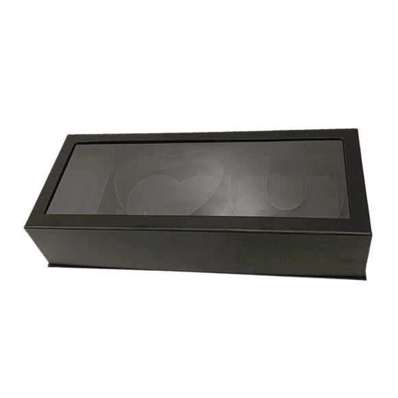 Caja de flores vacía, caja de regalo rellenable, caja de regalo con forma de letra i Love U, artesanía DIY, cartón, contenedor para fiestas del Día de negro