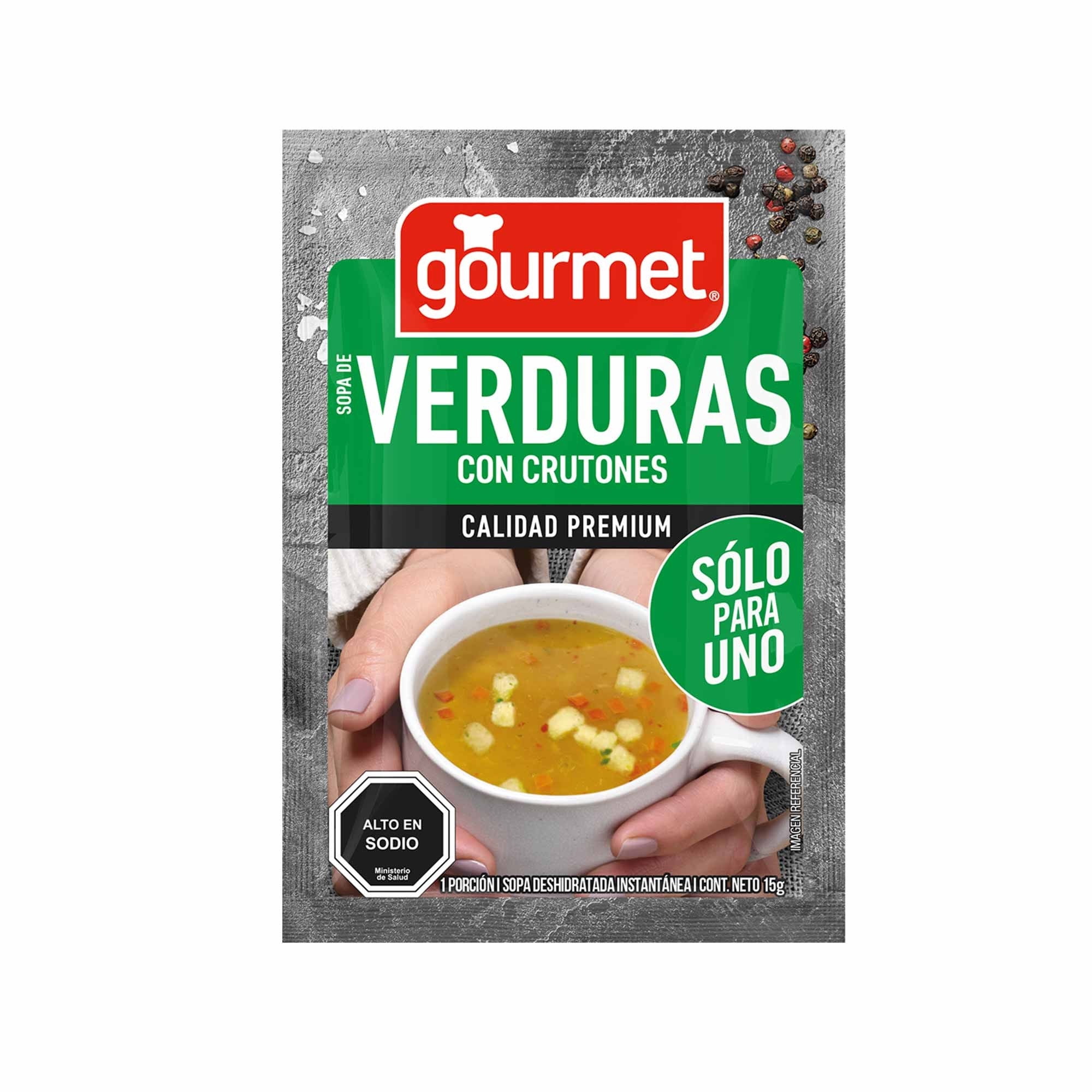Sopa Individual De Verduras Con Crutones Sobre 15 g Gourmet