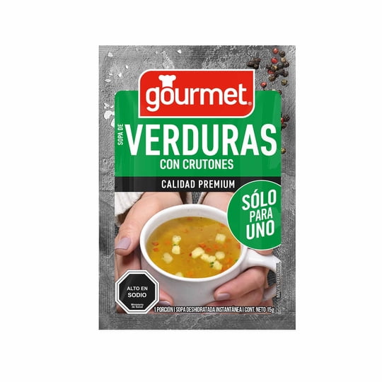 Sopa Individual De Verduras Con Crutones Sobre 15 g Gourmet