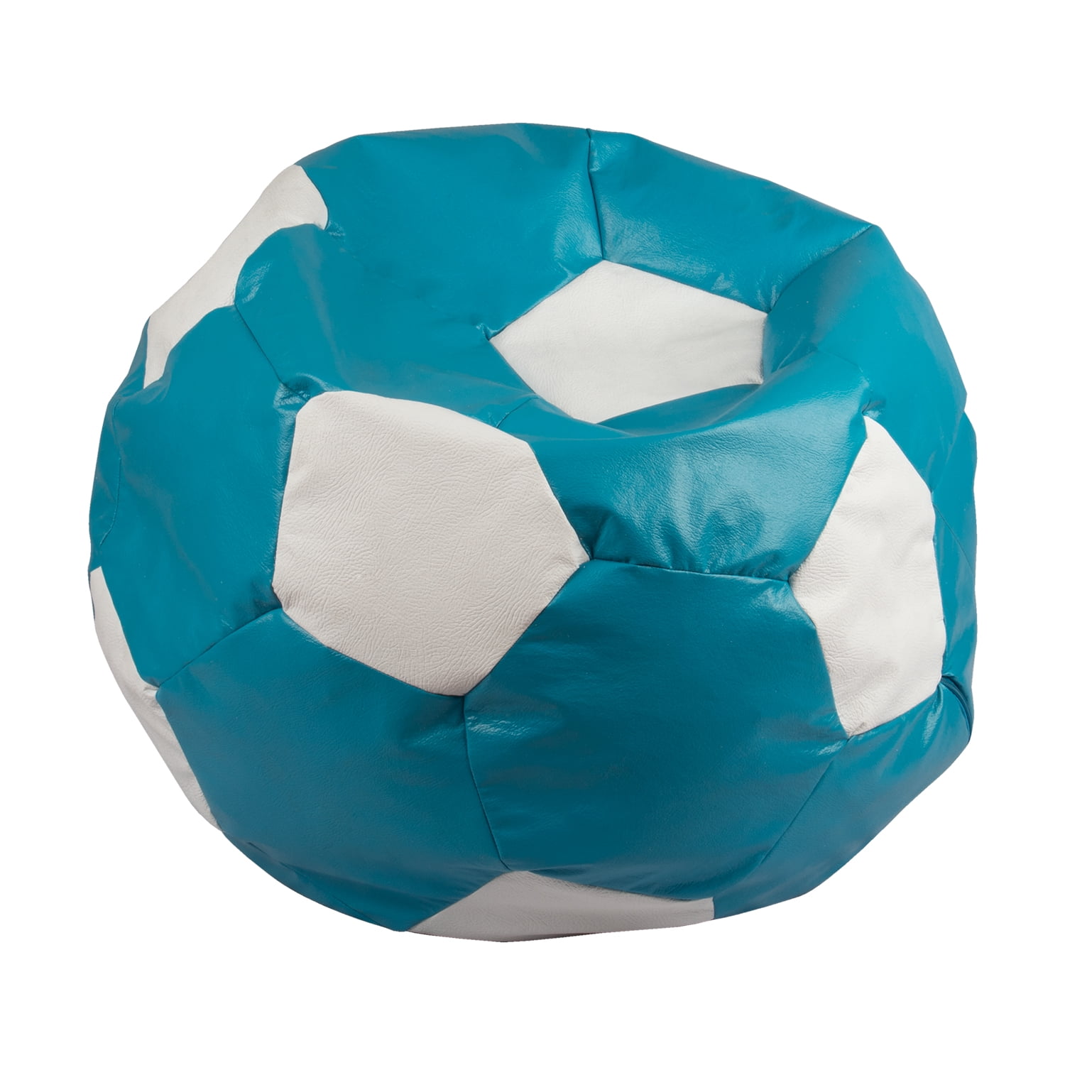 Máxima Design - Pouf Pera Futbol Celeste Blanco Eco Cuero 120x120x120 Cm