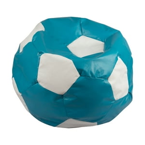 Máxima Design - Pouf Pera Futbol Celeste Blanco Eco Cuero 120X120X120 Cm