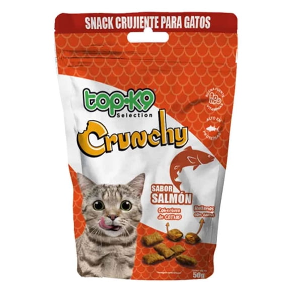 Snack Crunchy Salmón Catnip para gatos Rellenas De Carne 10 X 50g