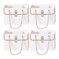 Magideal - 4X Caja De Flores Flores Presente Almacenamiento Bolsa De Papel De Regalo Con Asa Bolsa De Flores Portátil Para Hotel Día De San Valentín Accesorios Blanco