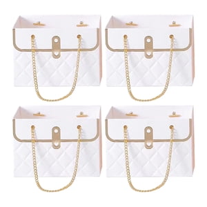 Magideal - 4X Caja De Flores Flores Presente Almacenamiento Bolsa De Papel De Regalo Con Asa Bolsa De Flores Portátil Para Hotel Día De San Valentín Accesorios Blanco