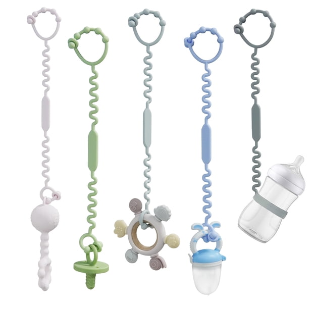 Baby Teether Toy Harness - 3/5pcs Silicone Adjustable Baby Pacifier Clips, Toddler Bottle Harness For Stroller, Car Seat, Hanging Basket, Crib, Bouncer, BPA Free