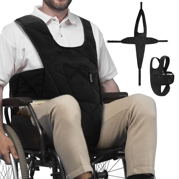 Cinturón de seguridad para silla de ruedas MDSTOP Cinturón de seguridad antideslizante negro