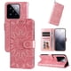 thumbnail image 1 of Funda tipo cartera FOXDOCK para Xiaomi 14 Pro , diseño girasol en relieve, cuero PU, cierre magnético, soporte y tarjetero, 1 of 5