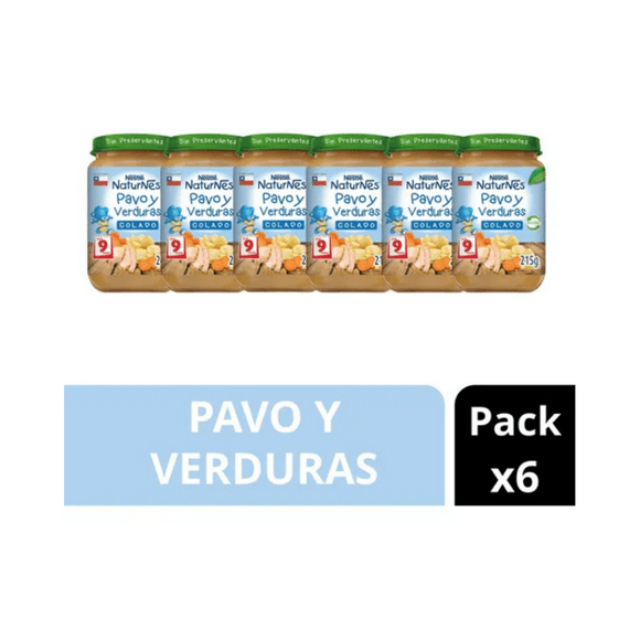 Pack colado Nestlé® Naturnes® pavo y verduras 6x215g
