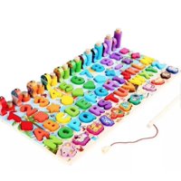 Tomasstore - Juego Madera 7 En 1 Montessori Pesca Números Formas Abaco