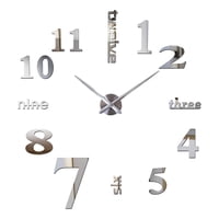 Genérico - Reloj Pared 3D Grande Sin Marco Decoración Plateado Jhn