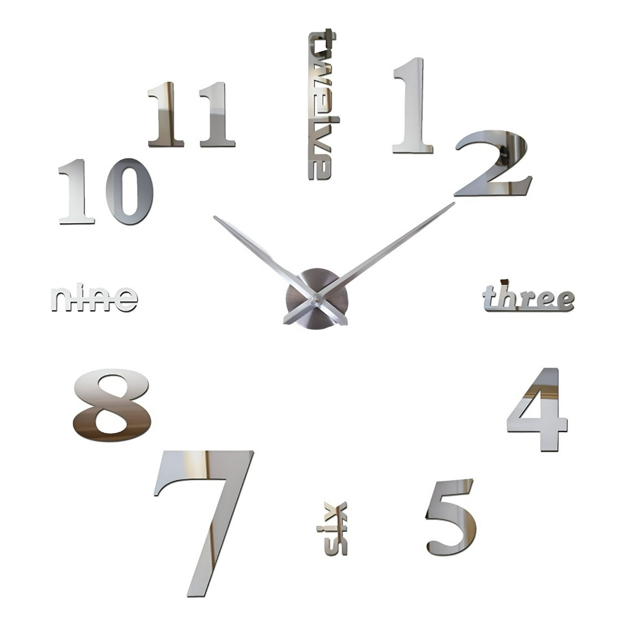 Genérico - Reloj Pared 3d Grande Sin Marco Decoración Plateado Jhn