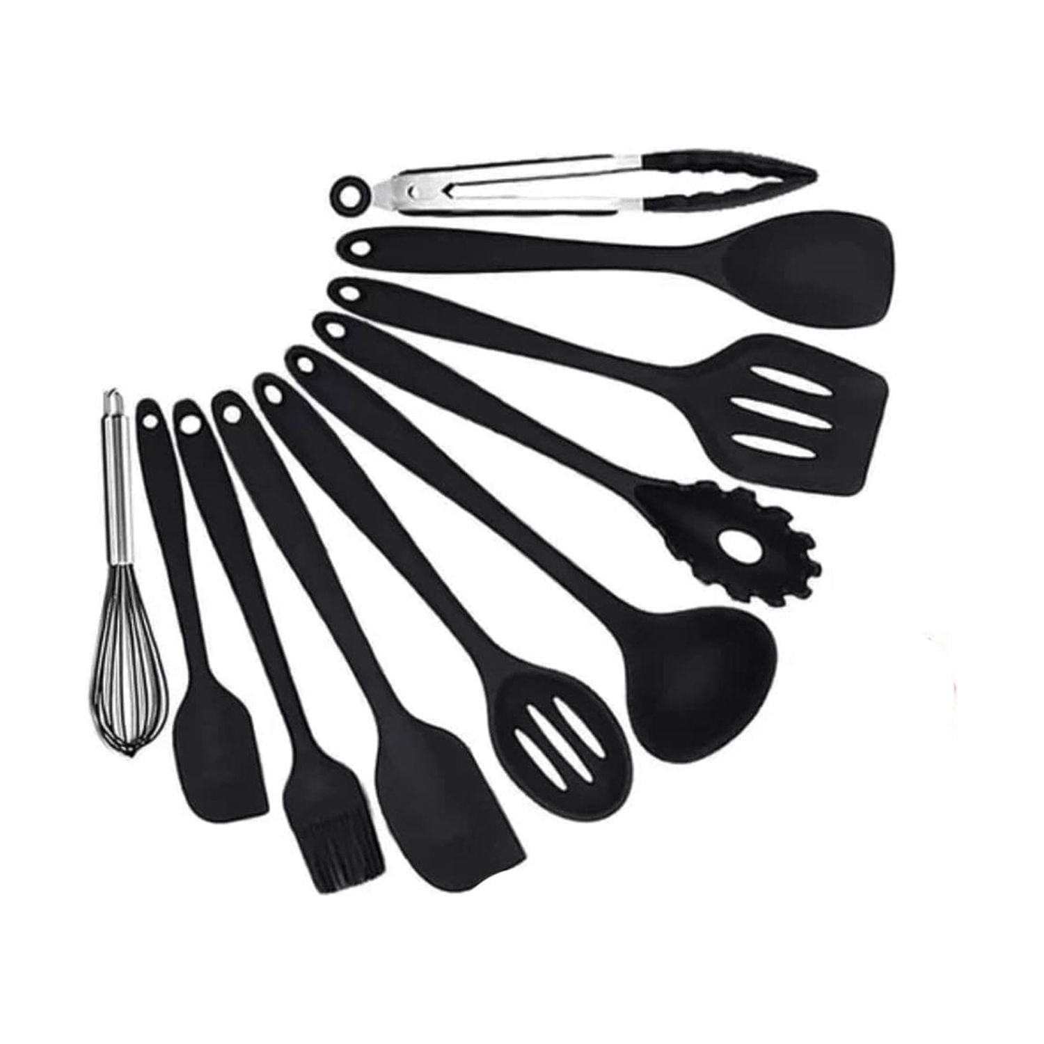 Importclick - Set 10 Utensilios Cocina Silicona Antiadherente Negro