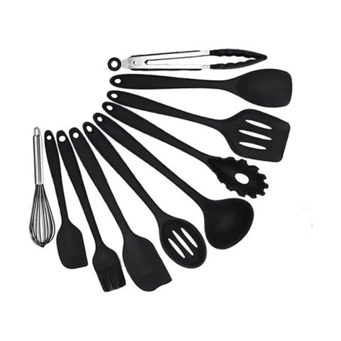 Importclick - Set 10 Utensilios Cocina Silicona Antiadherente Negro