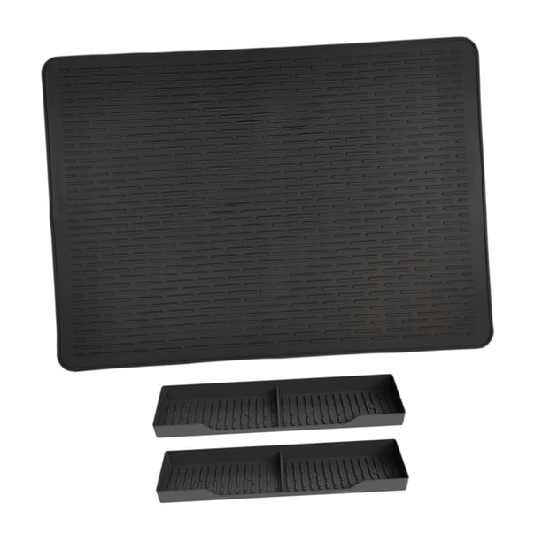 Funda para encimera de cocina, alfombrilla impermeable para estufa eléctrica, secado rápido de platos, protector para ollas, woks, platos, encimera de Negro