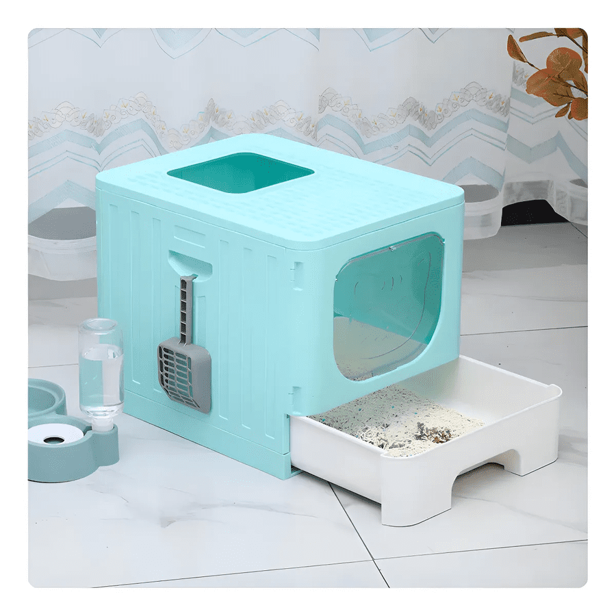 Genérico - Arenero Para Gatos Caja De Arena Plegable Con Bandeja Grande Color Verde