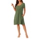 thumbnail image 2 of Vestido de Dormir para Mujer INSPIRE CHIC Cuello en V Manga Corta con Abertura Lateral y Ribete en Contraste para Primavera Verano S Verde Militar, 2 of 6