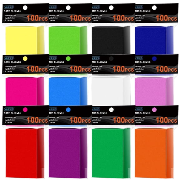Fundas para cartas MEQHUO 1200 piezas 66x91 mm, 12 colores