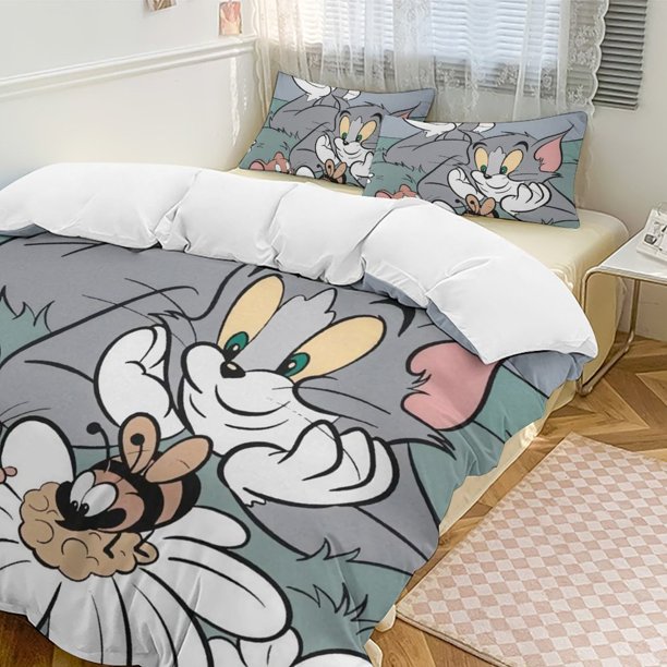 Tom And JerryCartoon Collection 3-Piece Comforter Set, Personalized Bedding Decor for Kids And Teens Bed Sheets