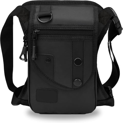 Chrisdien Deny - Bolsa De Pierna De Oxford Impermeable Para Hombre Y Mujeres, Bolsa Multifunción Para Motocicleta, Senderismo Y Viaje, Negra