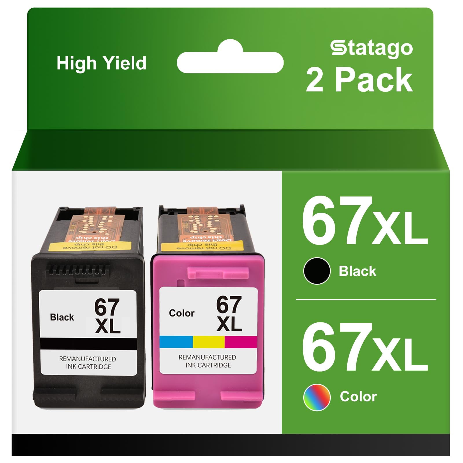 Cartucho De Tinta Statago 67xl Compatible Con Hp Ink 67 Para Impresora Hp