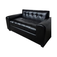 Diseños Valestrini - Sofa Tres Cuerpos Brazo Redondo Ecocuero Negro