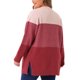 thumbnail image 3 of Agnes Orinda Cárdigan Abierto de Talla Grande para Mujer con Bloque de Color a Rayas, Abertura Lateral, Manga Larga, Suéter de Punto, Abrigo Casual 3X Rojo Rosa, 3 of 5