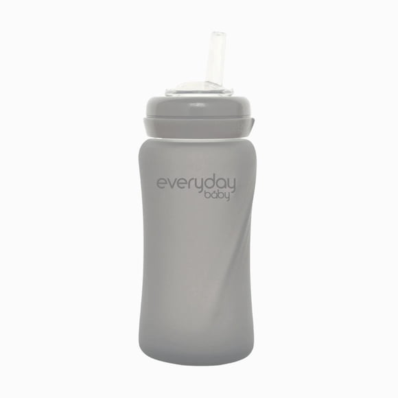 Mamadera De Vidrio Con Bombilla 240 ml Gris