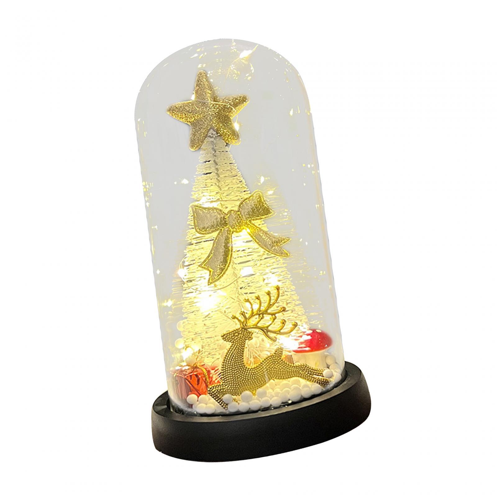 Magideal - Decoración Led De Fiesta Con Cúpula De Navidad, Decoración De Escritorio, Decoraciones Para Árboles De Navidad Para Dormitorio, Sala De Estar, Árbol Blanco