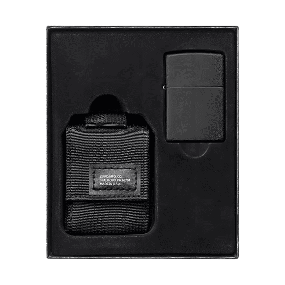 Kit Encendedor Zippo Black Crackle+Estuche Tactical ZP49402