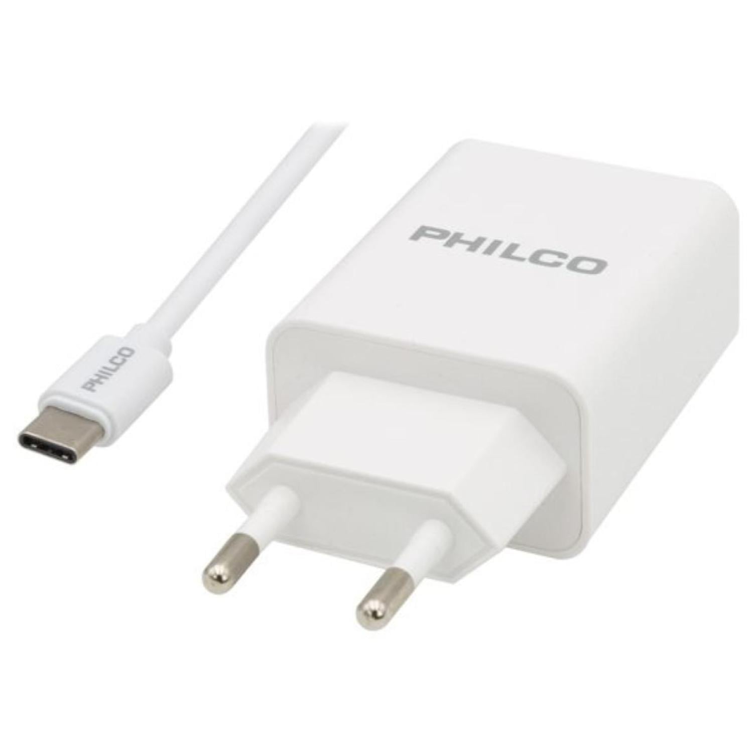 Philco - Cargador De Pared Usb Tipo C Carga Rapida 18w Blanco
