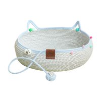 Magideal - Cama Para Gatos Tejida Con Cuerda, Tipo Cesta, Para Dormir, Para Conejos Y Mascotas Pequeñas, Fácil De Limpiar, Tabla Para Rascar, Casa Con Forma De G S