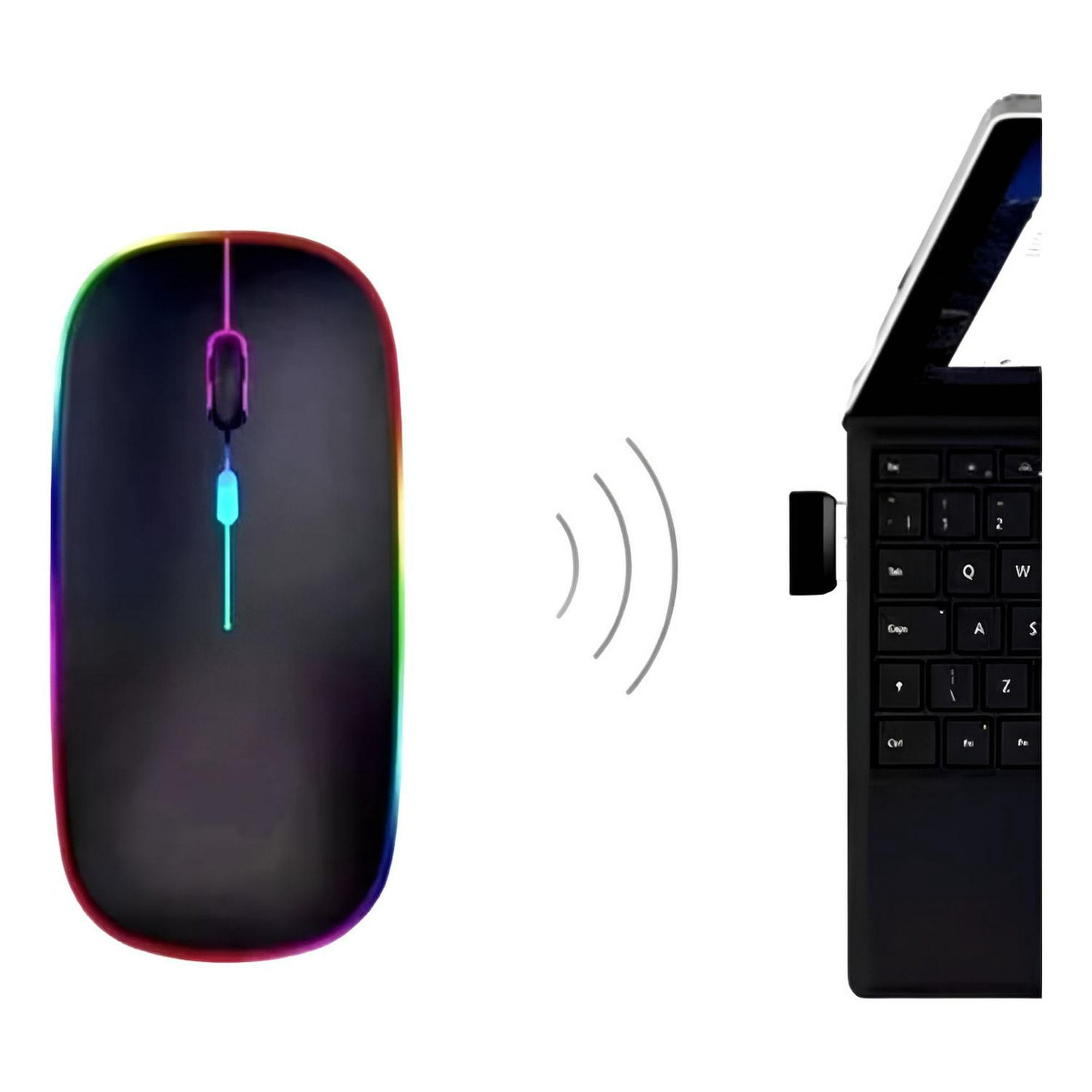 Gen - Mouse Óptico Inalámbrico Recargable Pc Notebook Negro