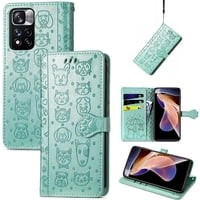 Funda Cartera Foxdock Para Xiaomi Redmi Note 11 Pro , Flip Pu Con Relieve De Gatos Y Perros, Tarjetero Y Soporte