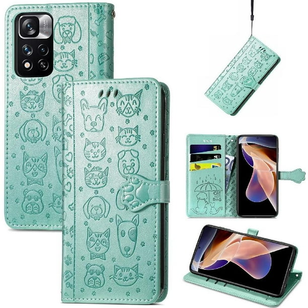 Funda Cartera FOXDOCK para XIAOMI Redmi Note 11 Pro , Flip PU con Relieve de Gatos y Perros, Tarjetero y Soporte
