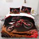 thumbnail image 1 of Set 2D Flat Print Modern Sport Motorcycle Off-road Beach Buggy Bed Cover Featuring a Red and Black Mud Bike Jump Rider Gear Design Suitable for Various Occasion, 1 of 1