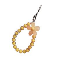 Bothyi - Cordón Con Dije Para Teléfono Móvil, Correa Hecha A Mano Con Cuentas De Flores Bonitas Para Mujeres Y Niñas, Color Amarillo