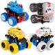 thumbnail image 1 of Camión monstruo de fricción para niños y niñas, paquete de 4 coches de juguete con vehículos Tiger Rhino, juego para fiestas de cumpleaños infantiles de Navidad, regalo para niños pequeños de 3 a 9 añ, 1 of 7