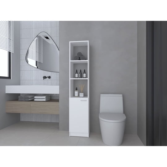 Tuhome - Estante Organizador De Baño 1 Puerta Bath 3 Repisas Blanco