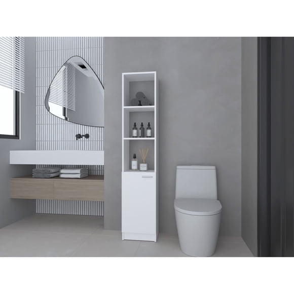Estante Organizador De Baño 1 Puerta Bath 3 Repisas Blanco