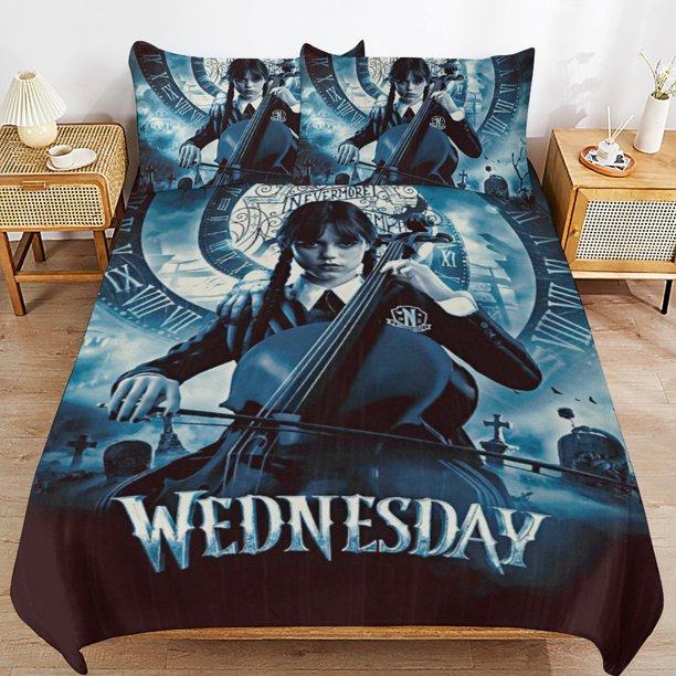 Wednesday Addams Duvet Cover Set 3 Piece Bedding Set Double Sided Printing Decorative Comforter Cover Set