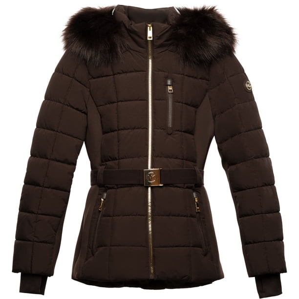 Chaqueta Mixta Activa Con Cinturón Chocolate M Mujer