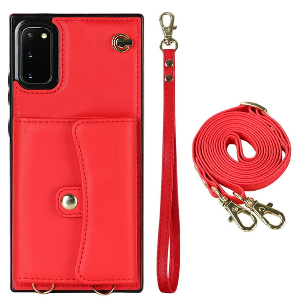 Crossbody PU Leather Phone Case For Samsung Galaxy S23 S22 Plus Note 20 Ultra Wallet Card Slots Magnetic Lanyard Cover