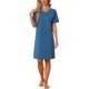 thumbnail image 1 of INSPIRE CHIC Vestido de Dormir de Encaje de Manga Corta para Mujer con Botones, Bolsillo y Mezcla de Viscosa Suave L Azul Marino, 1 of 6