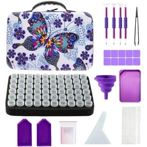 Papaya Project - Maleta Diamond Painting 60 Piezas + Herramientas Purpura